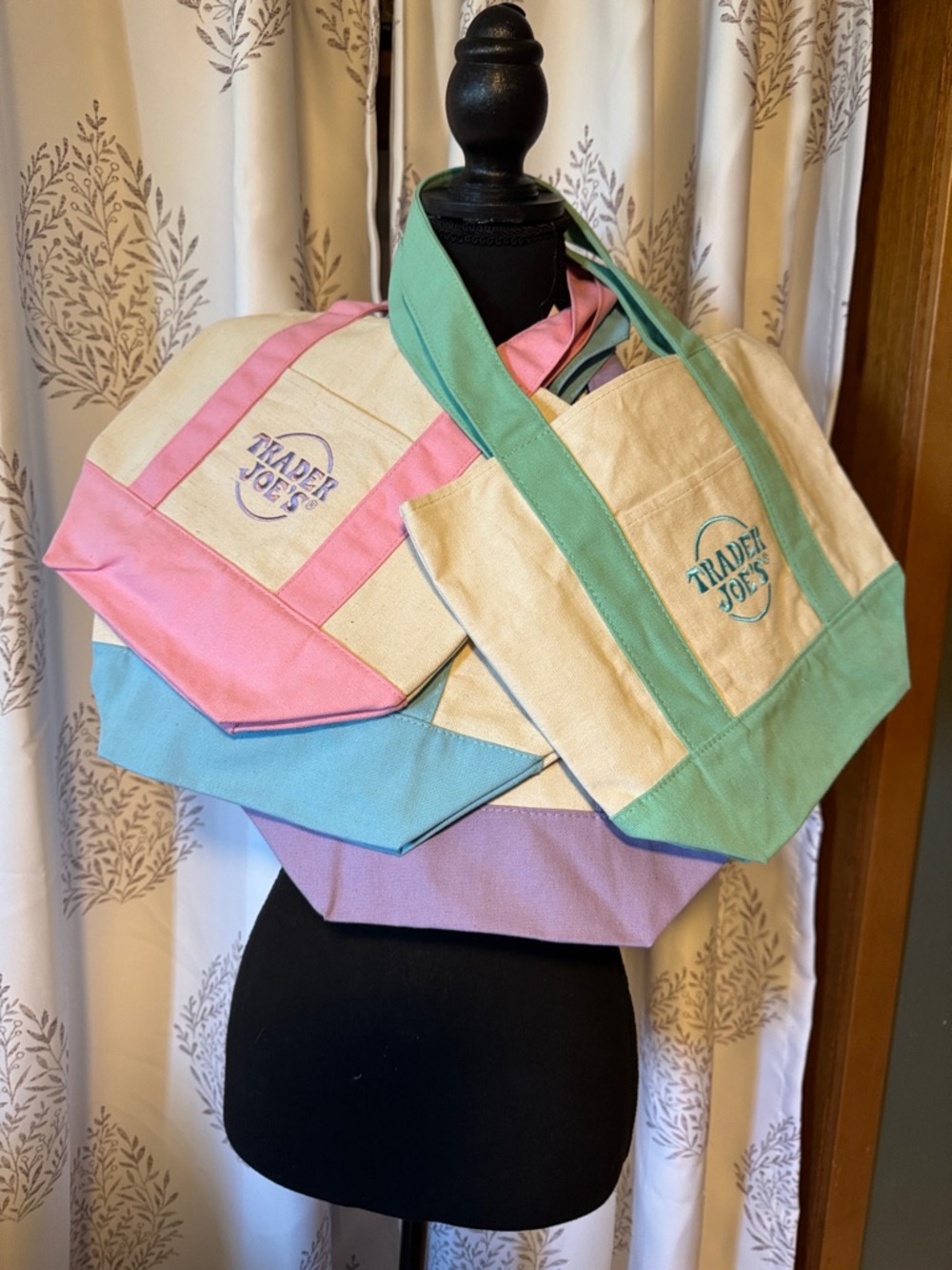 Trader Joe’s Pastel Canvas Tote Bag - Mint, Pink, Blue, Lilac mini all 4